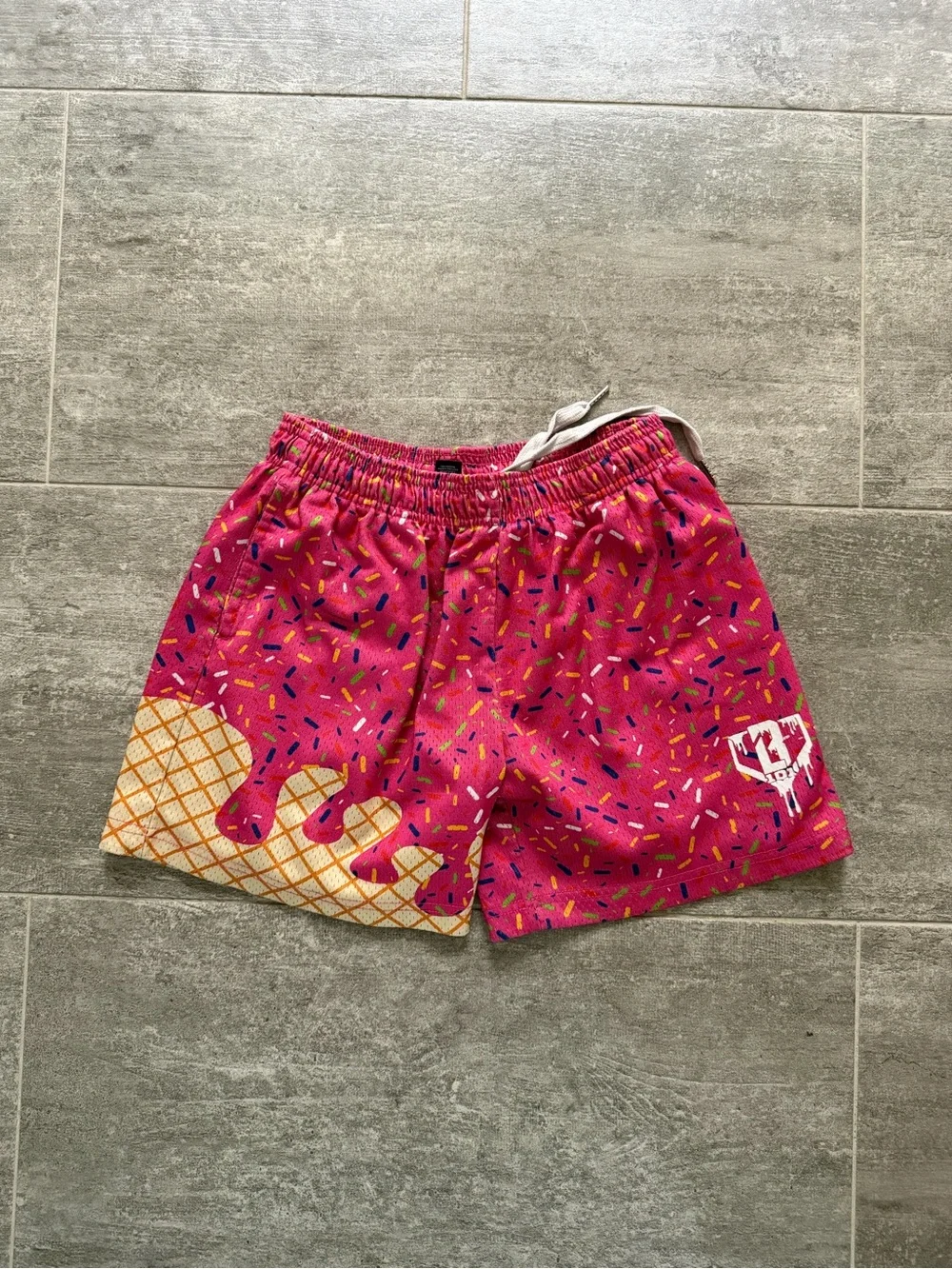 Baseball 101 - bright pink ice cream shorts, youth large